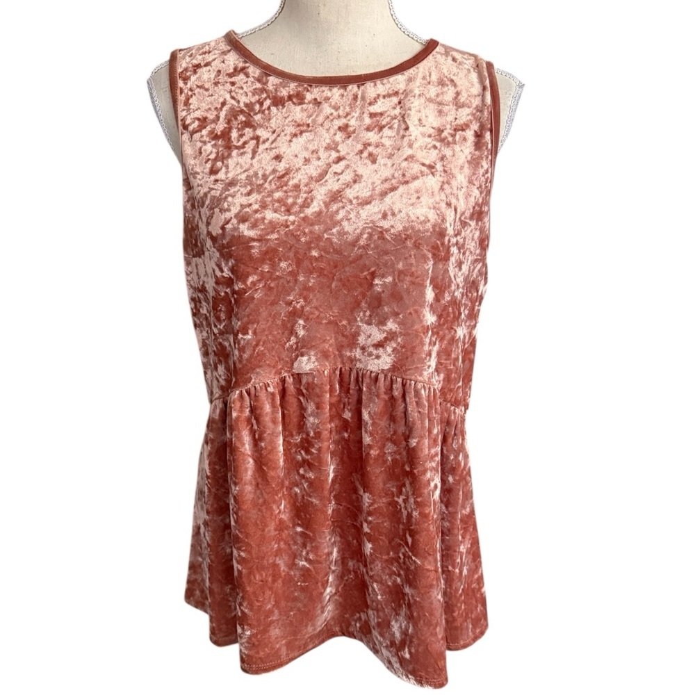 Knox Rose Pink Velvet Babydoll Top - Picture 2 of 9